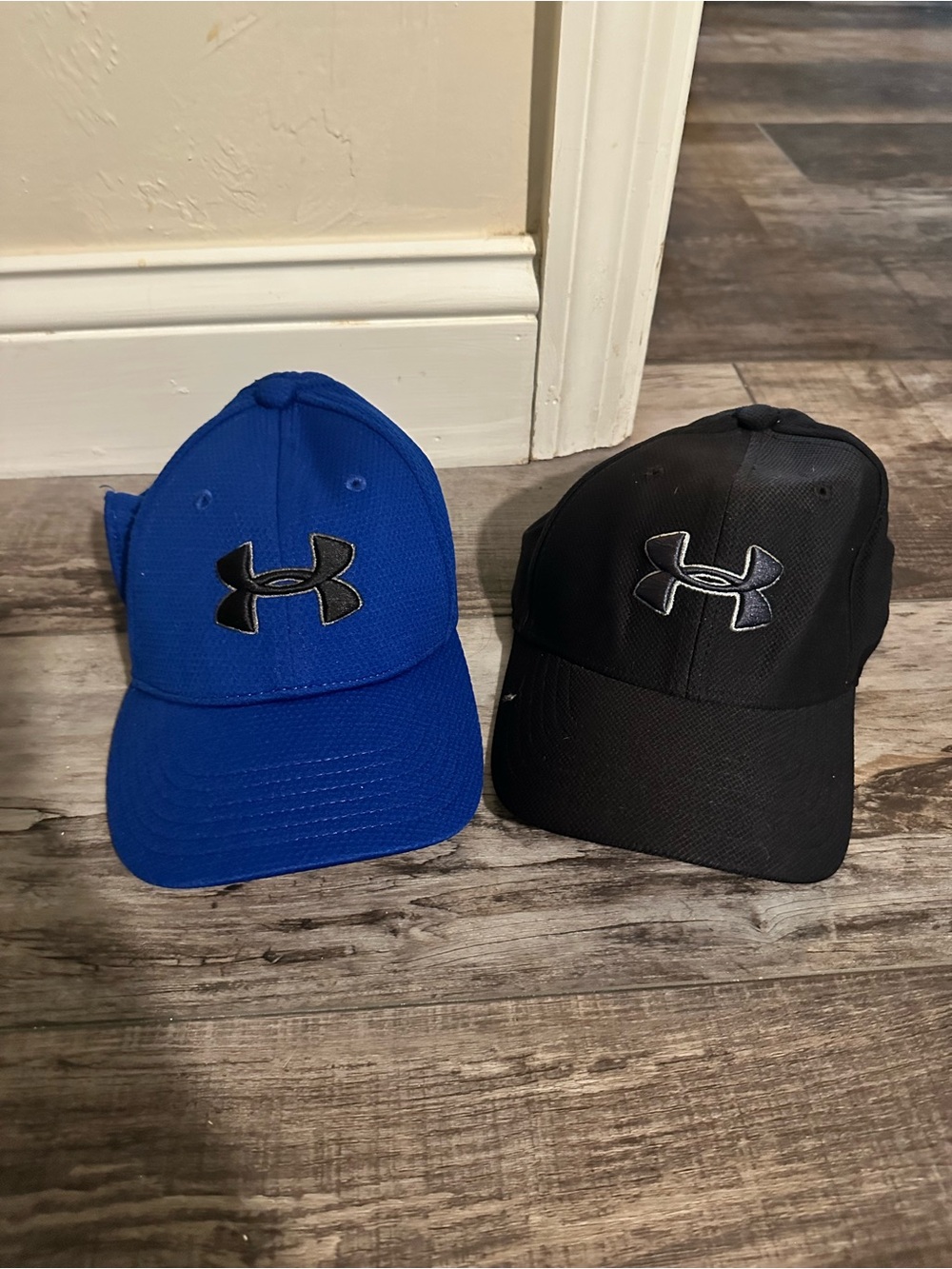 Under Armour Kids Blue and Black Logo Baseball Hats